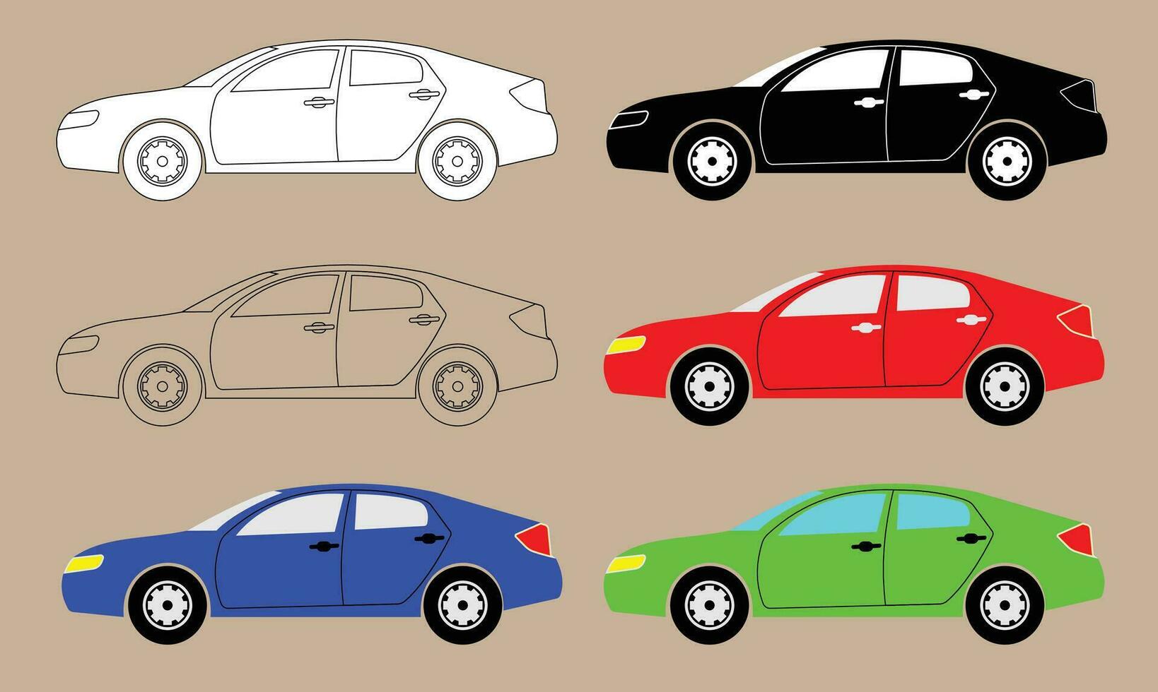 illustratie vector van vlak ontwerp auto, silhouet auto, overzicht auto, gekleurde auto auto icoon