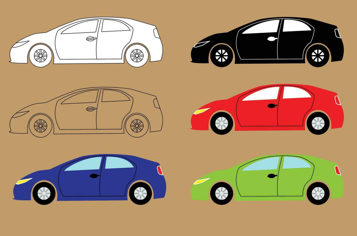 illustratie vector van vlak ontwerp auto, silhouet auto, overzicht auto, gekleurde auto auto icoon, sport auto