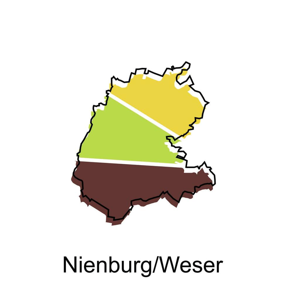 kaart van nienburg weser meetkundig kleurrijk illustratie ontwerp sjabloon, Duitsland land kaart Aan wit achtergrond vector