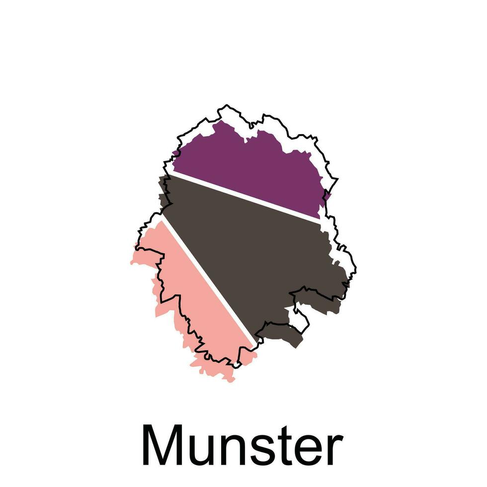 Munster stad kaart. vector kaart van Duitse land ontwerp sjabloon met schets grafisch kleurrijk stijl Aan wit achtergrond