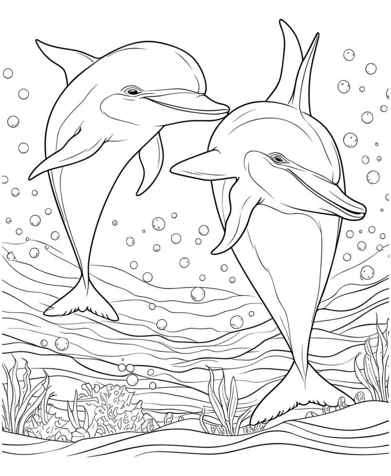 dolfijn kleur Pagina's voor zee vector