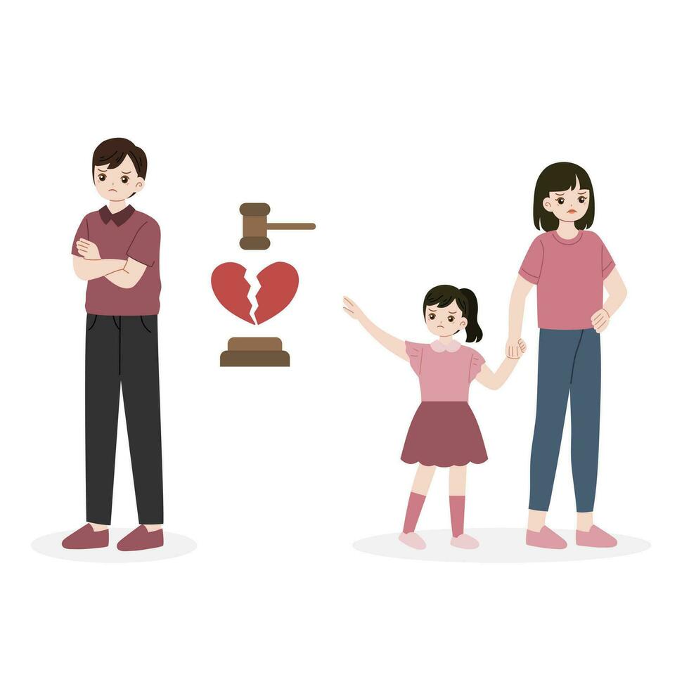 illustraties van ongelukkig scheiden familie vector