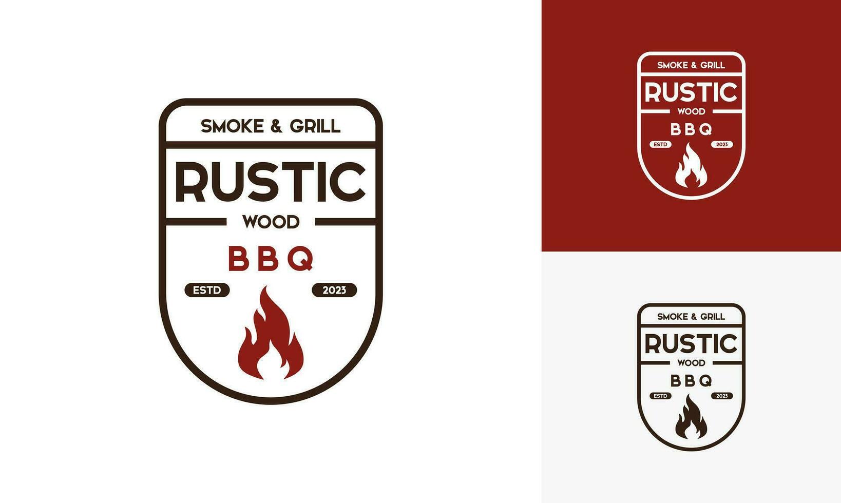 wijnoogst logo barbecue grillen. retro rustiek babeque grill, barbecue etiket logo desain vector. vector