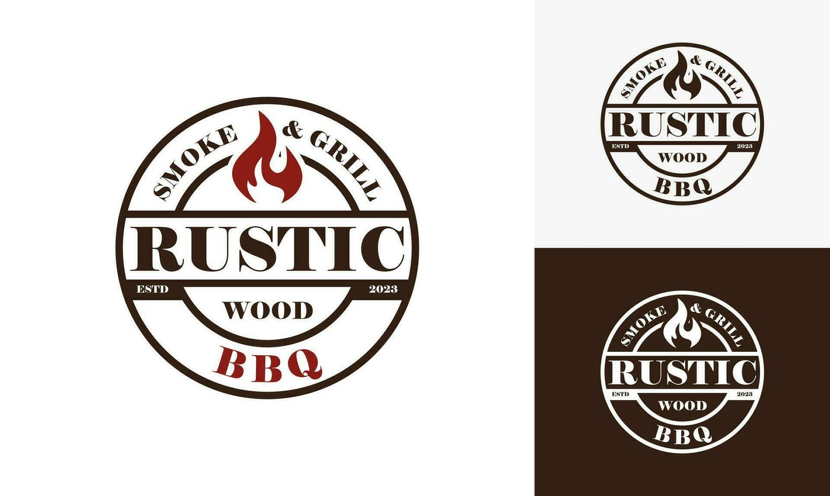 wijnoogst logo barbecue grillen. retro rustiek babeque grill, barbecue etiket logo desain vector. vector