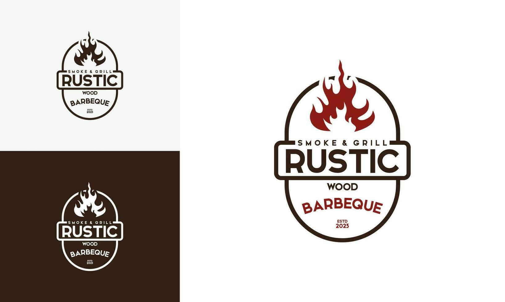 wijnoogst logo barbecue grillen. retro rustiek babeque grill, barbecue etiket logo desain vector. vector