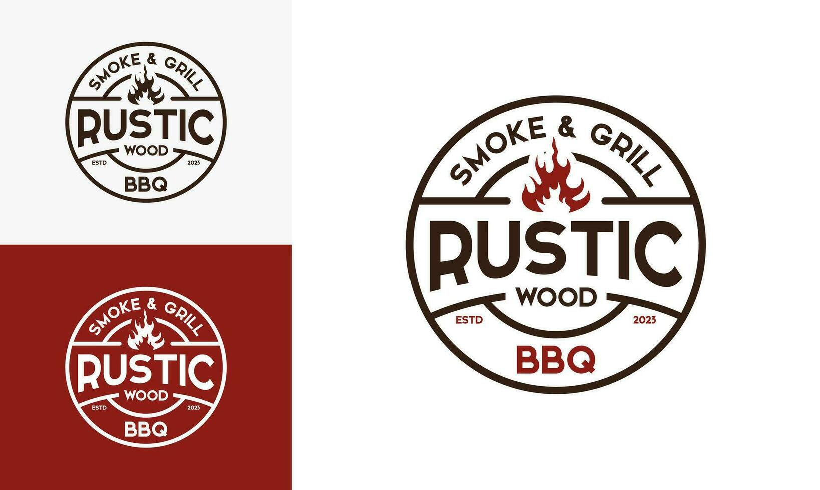 wijnoogst logo barbecue grillen. retro rustiek babeque grill, barbecue etiket logo desain vector. vector