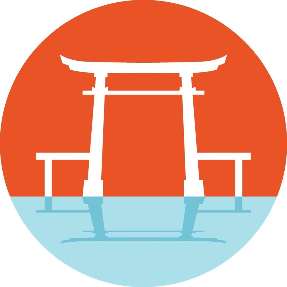 een torii-poortoriëntatiepunt van shinto-heiligdom in japan vector