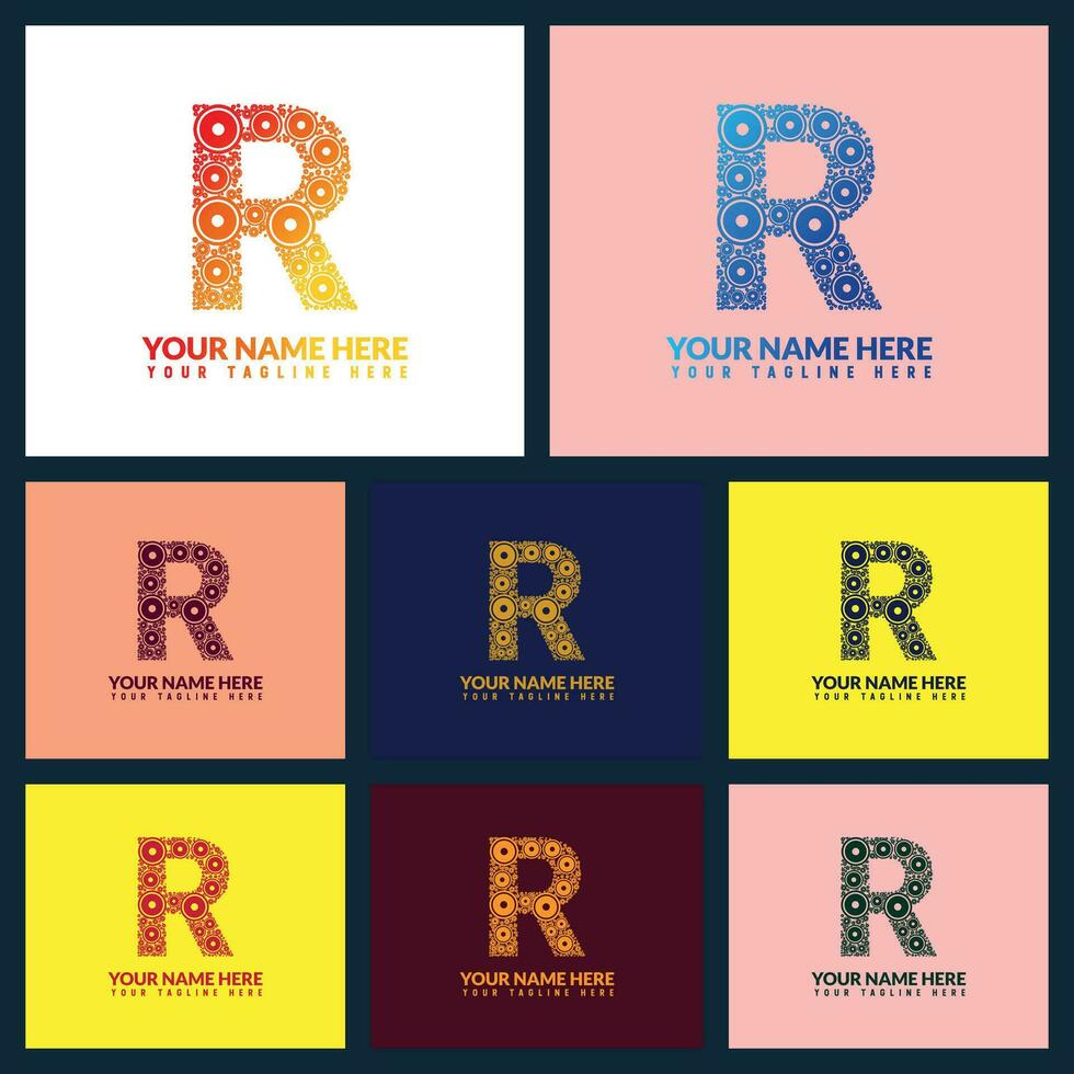 r brief logo of r tekst logo en r woord logo ontwerp. vector