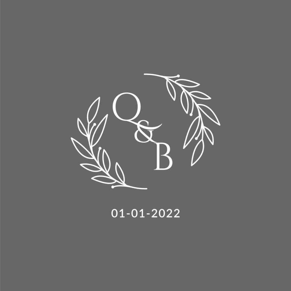 eerste brief qb monogram bruiloft logo met creatief bladeren decoratie vector