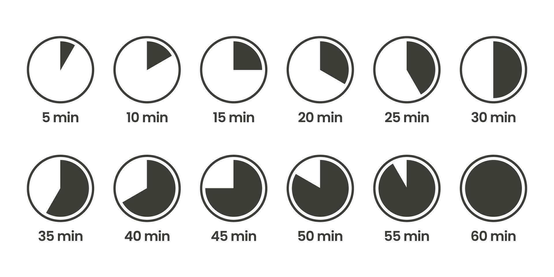 tijd pictogrammen set. maaltijd voorbereiding tijd pictogrammen. koken tijd pictogrammen. koken tijd. frituren tijd pictogrammen. vector illustratie