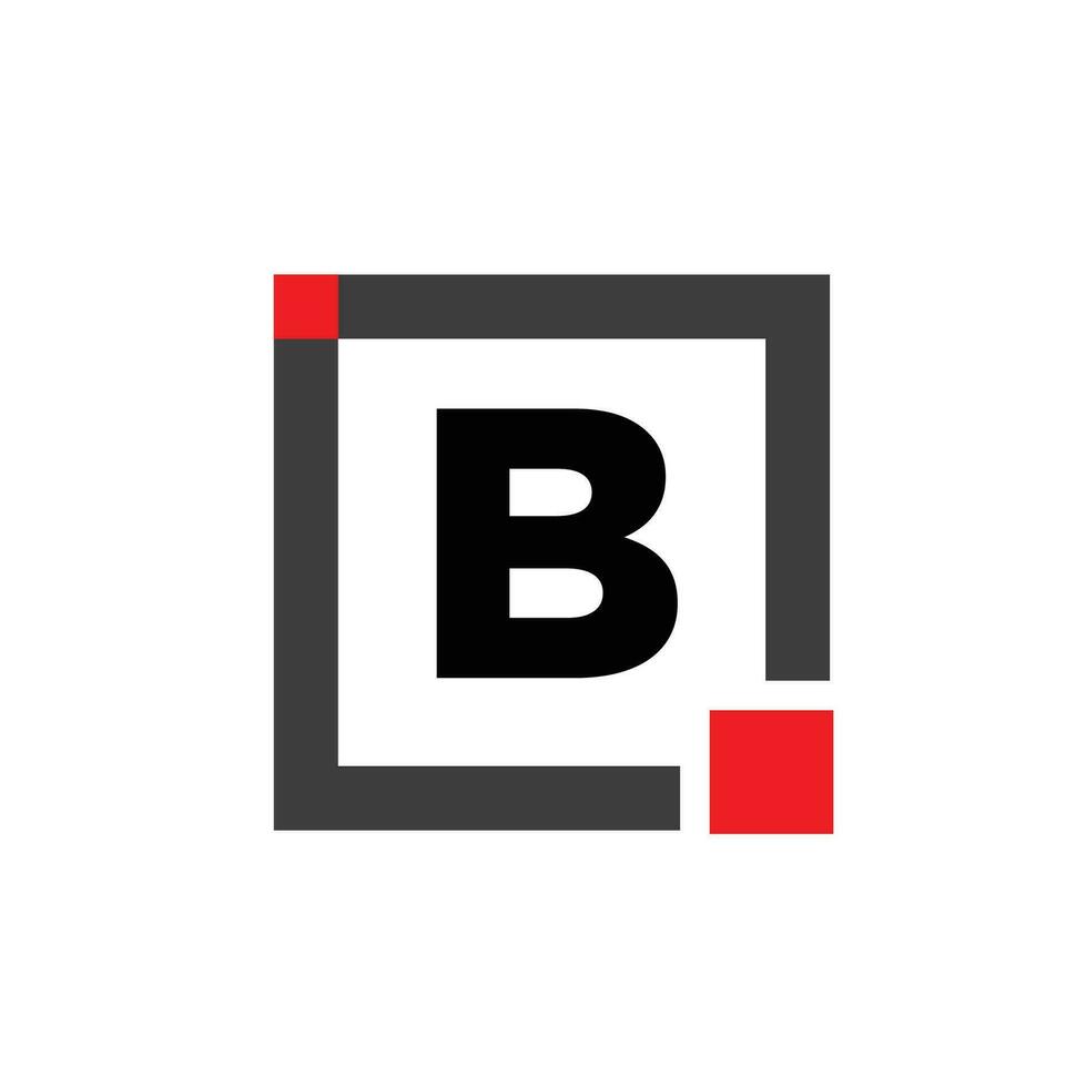 b bedrijf naam met plein icoon. b rood plein monogram. vector
