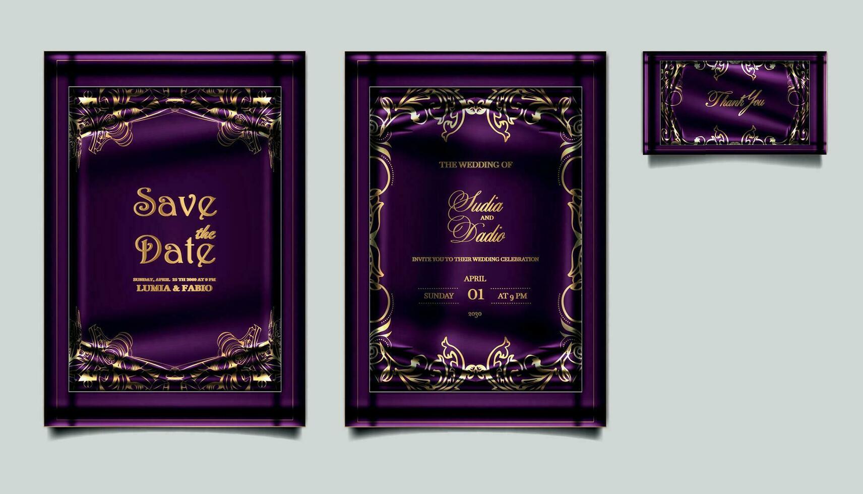 luxe elegant bruiloft uitnodiging ontwerp reeks vector