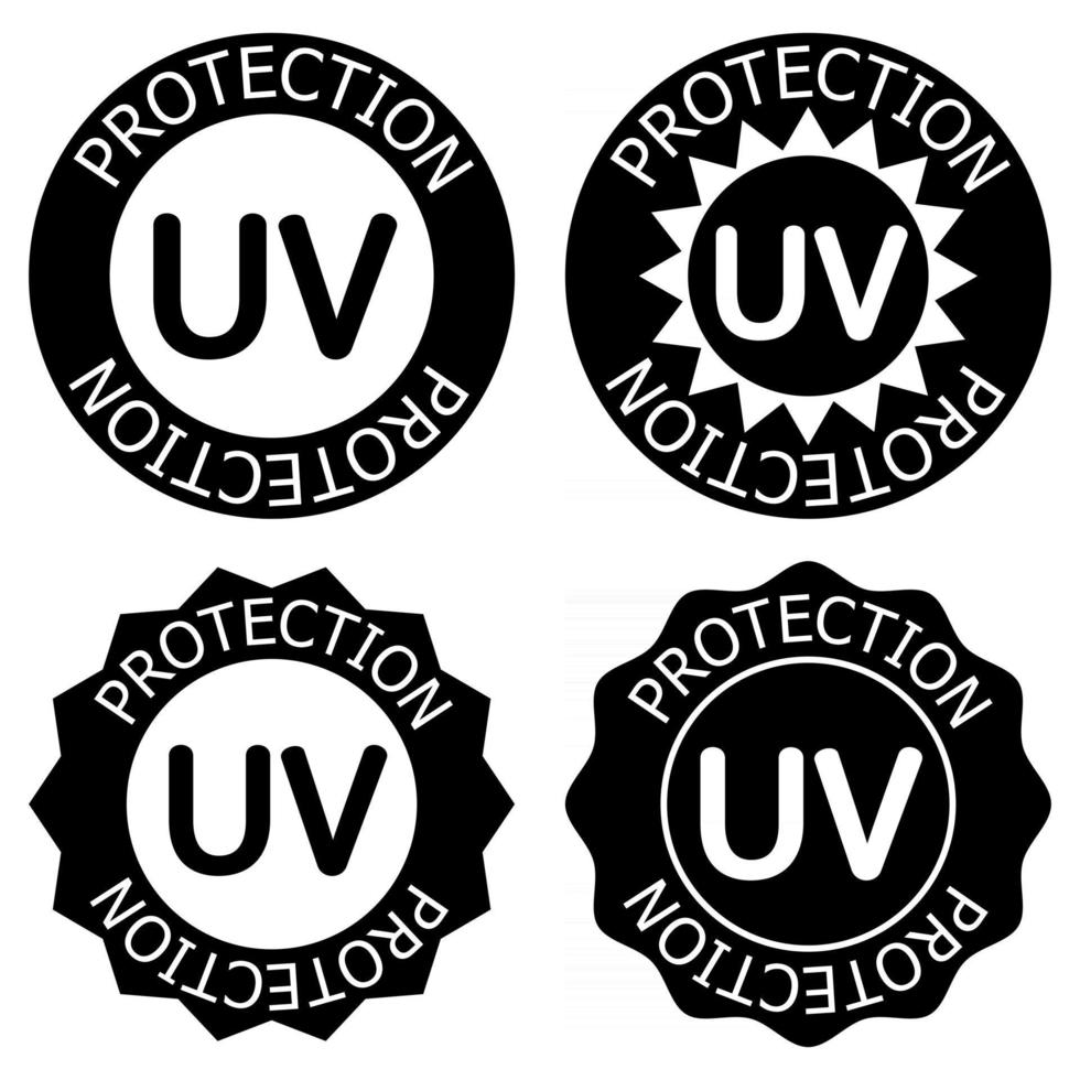 uv-bescherming pictogrammen. uv licht desinfectie. ultraviolet kiemdodende bestraling. badge voor cosmetische producten tegen de zon. oppervlaktereiniging en bescherming. glyph-pictogram. vector