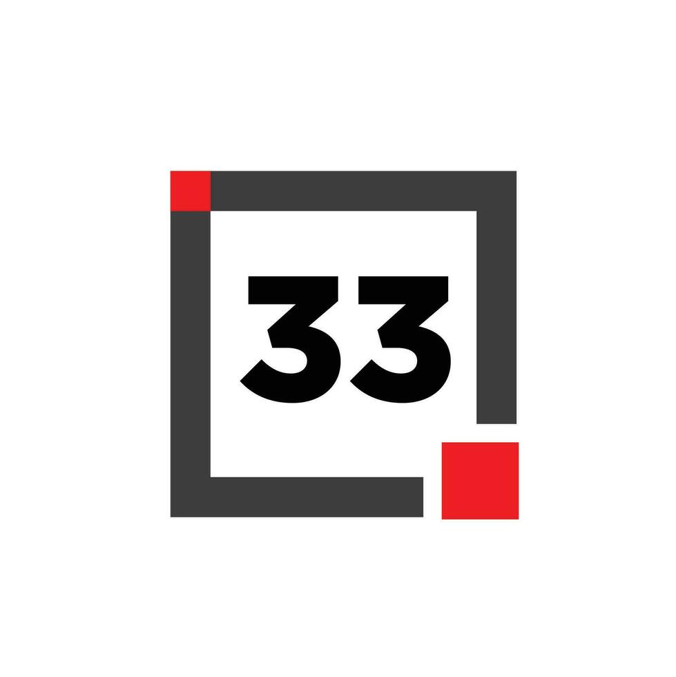 33 aantal met plein icoon. 33 punt monogram. vector