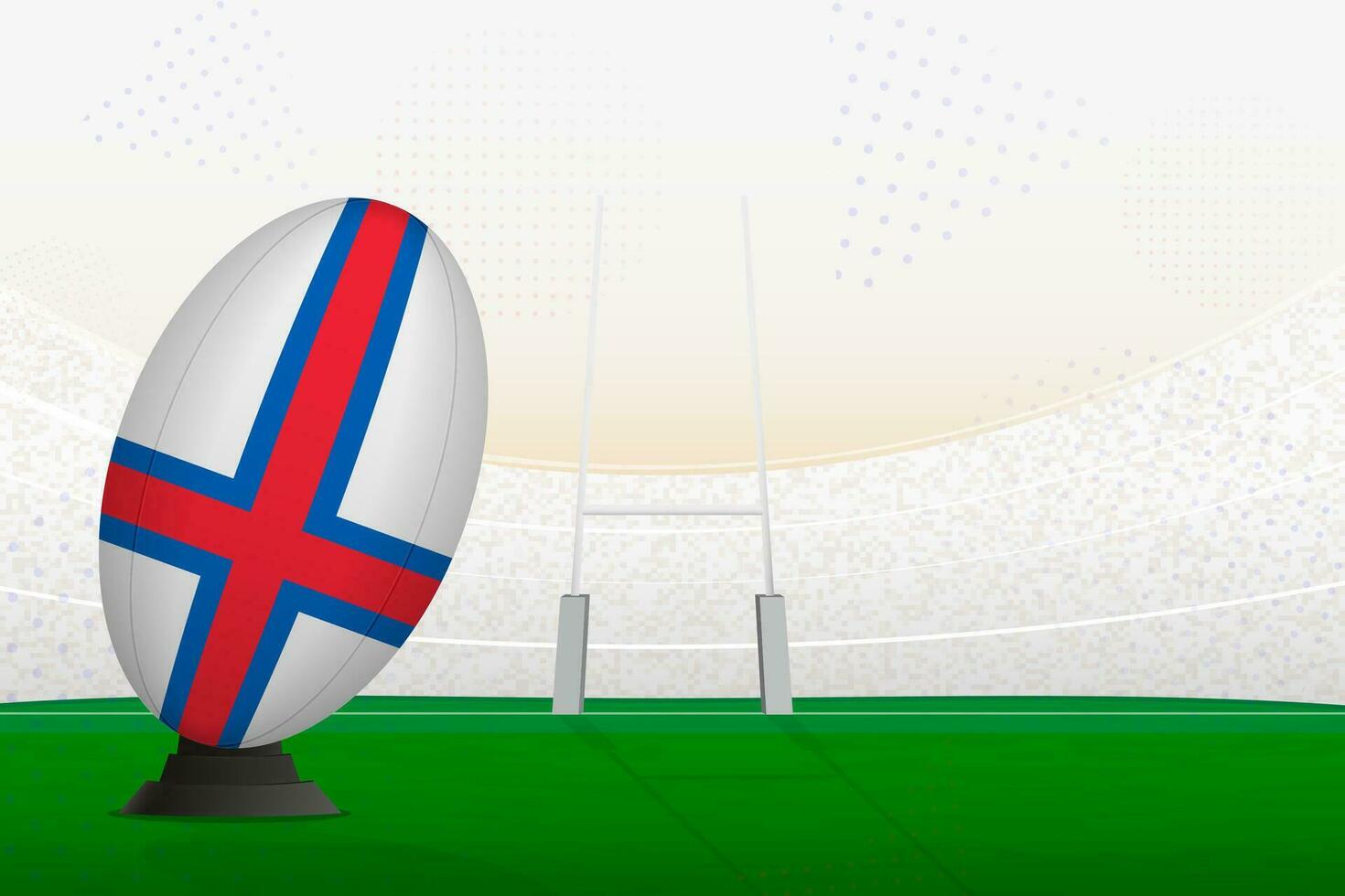 Faeröer eilanden nationaal team rugby bal Aan rugby stadion en doel berichten, voorbereidingen treffen voor een straf of vrij trap. vector