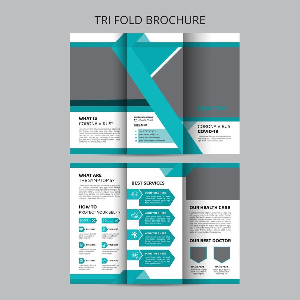 covid-19 coronavirus gezondheidstips driebladige brochure vector