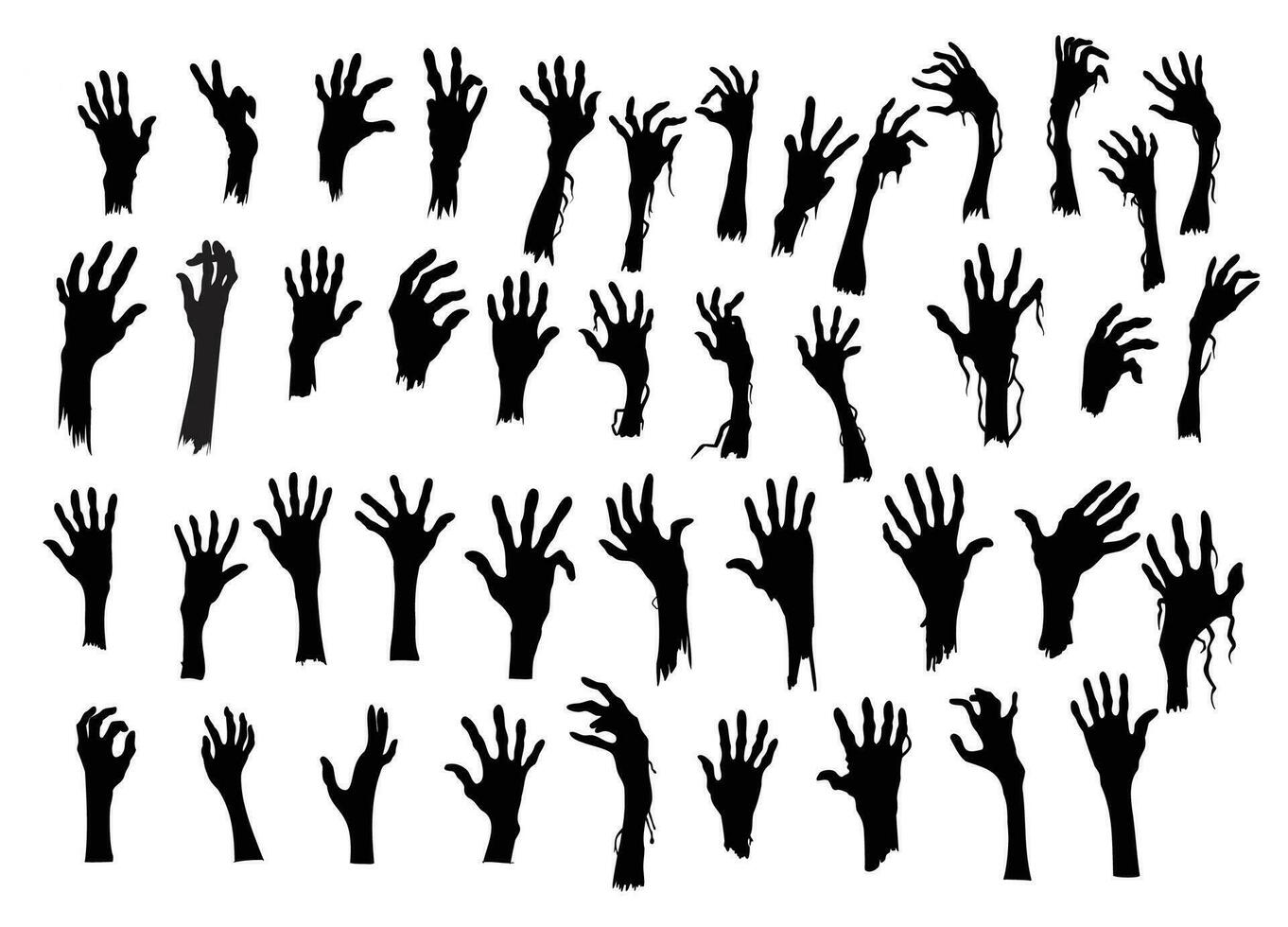 handen zombies silhouet Aan wit vector