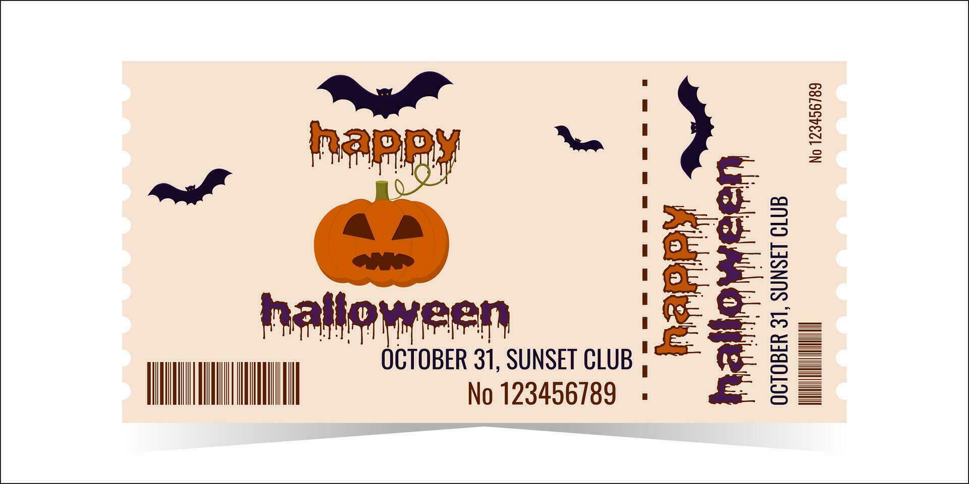 lay-out van de halloween partij ticket sjabloon. vector