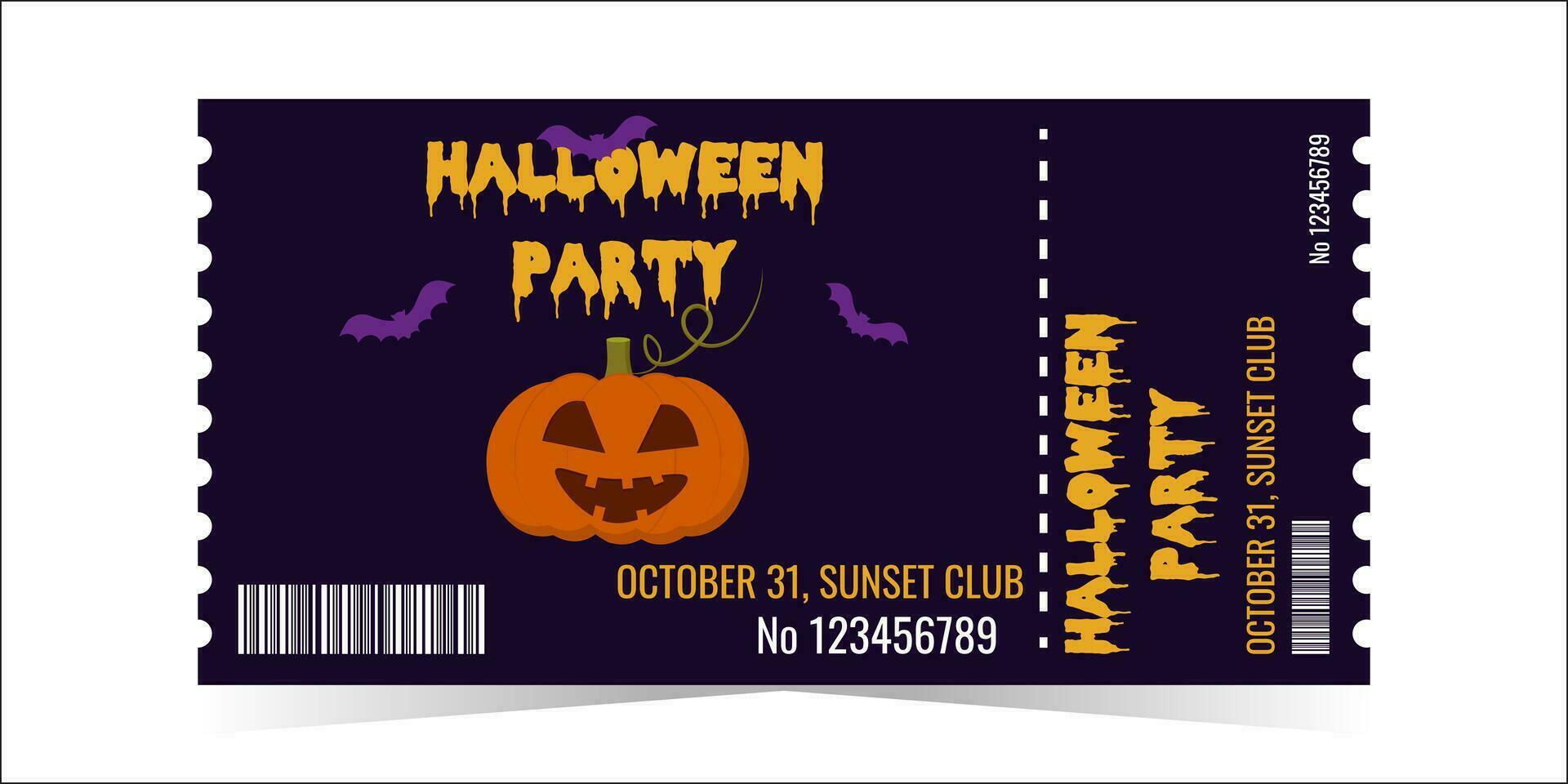 lay-out van de halloween partij ticket sjabloon. vector