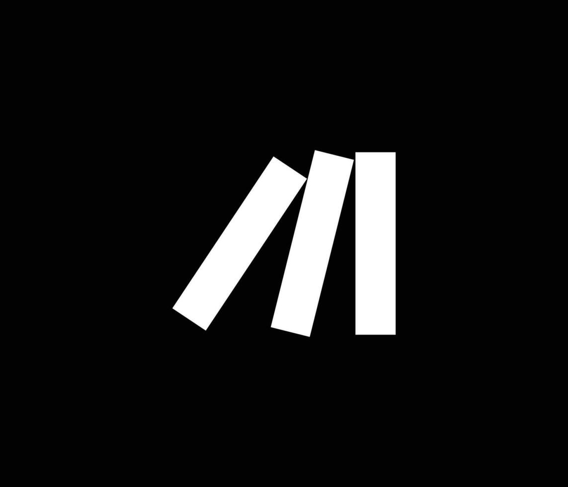 m brief dominos vallen icoon Mark logo ontwerp vector