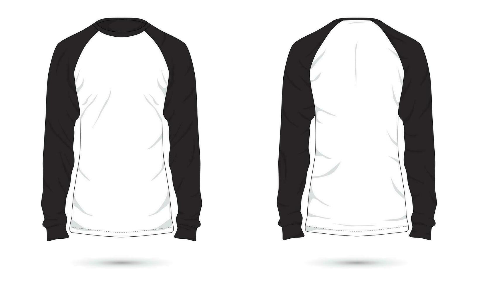 raglan blanco t-shirt voorkant en terug visie vector