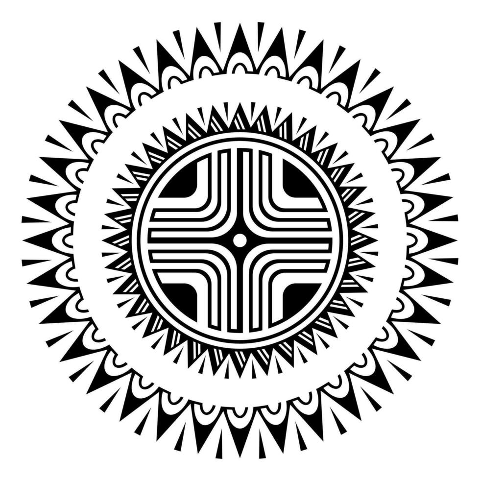 ronde tatoeëren meetkundig ornament Maori stijl. zwart en wit vector