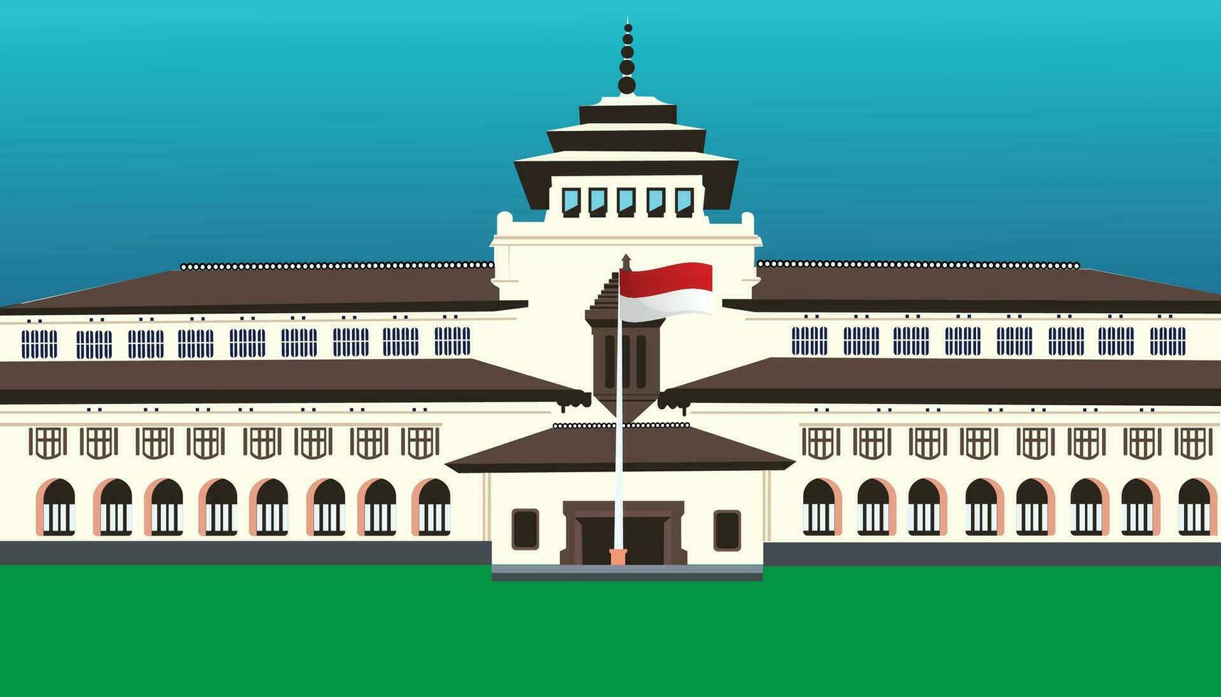 gedung verzadigen, beroemd mijlpaal gebouw in bandoeng, Indonesië vector