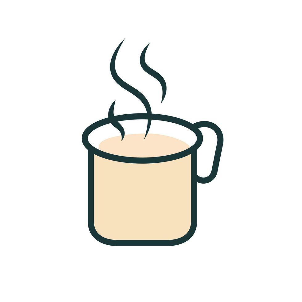 heet koffie in een mok met stoom- icoon. geïsoleerd vector illustratie.