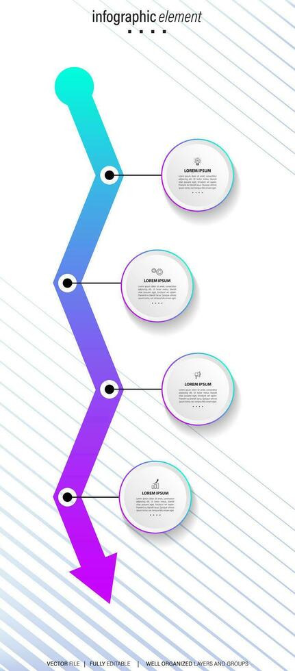 creatief concept voor infographic met 4 stappen, opties, onderdelen of processen. bedrijf gegevens visualisatie. vector