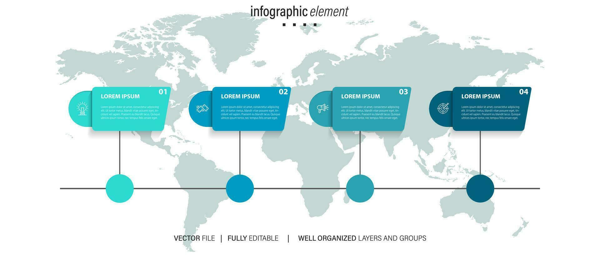 vier stap pijl sjabloon voor presentatie. 4 stappen opties, elementen, infografisch. vector