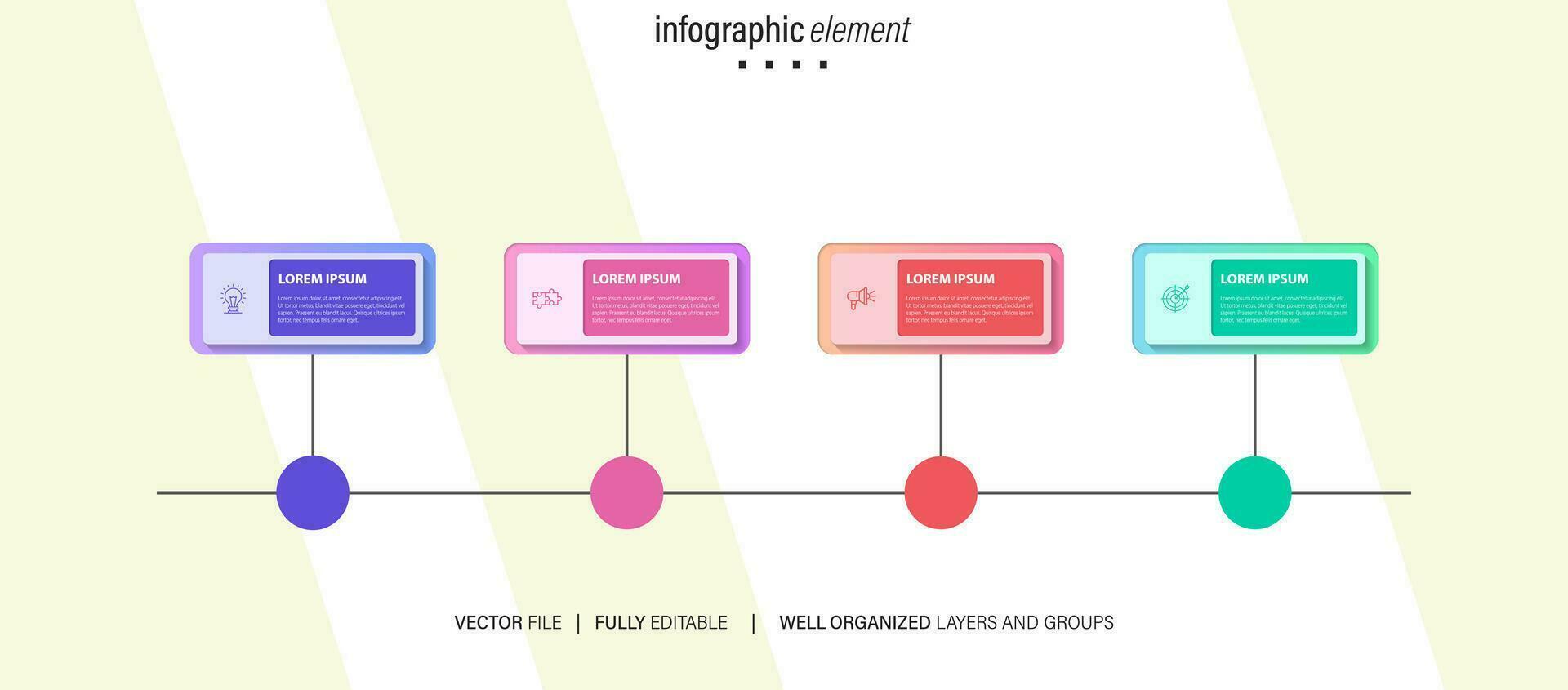 geest kaart infographic sjabloon of element net zo een vector met 4 stap, werkwijze, keuze, kleurrijk label, pictogrammen, halfrond, circulaire, Afdeling pijl, voor uitverkoop glijbaan of presentatie, minimaal, modern stijl