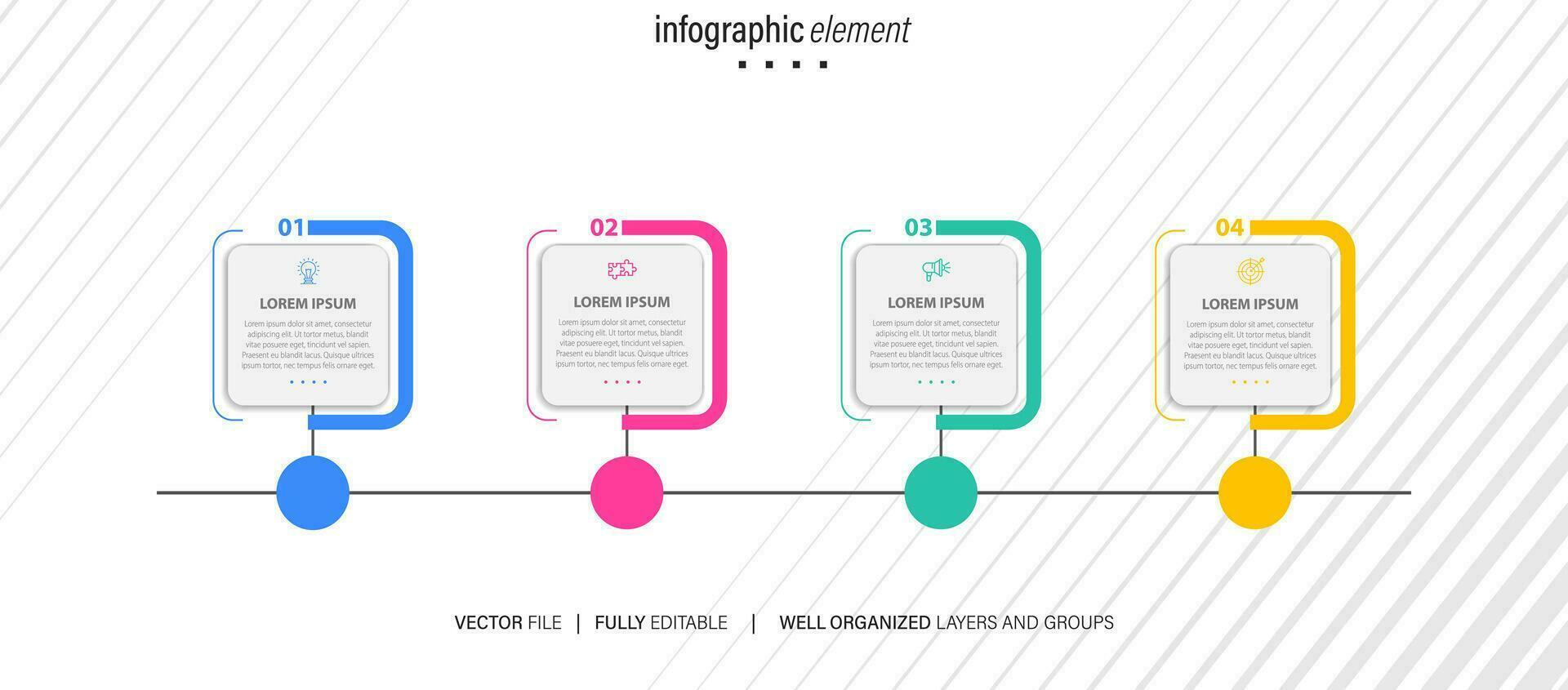 modern 3d infographic sjabloon met 4 stappen. bedrijf cirkel sjabloon met opties voor brochure, diagram, werkstroom, tijdlijn, web ontwerp. vector eps 10