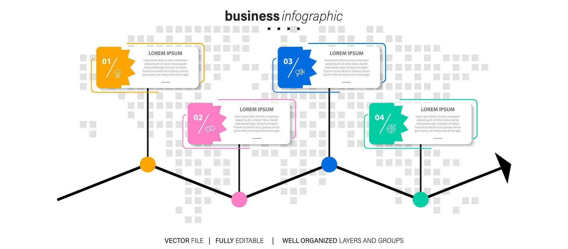 visualisatie van zakelijke gegevens. tijdlijn infographic pictogrammen ontworpen voor abstracte achtergrond sjabloon mijlpaal element modern diagram proces technologie digitale marketing gegevens presentatie grafiek vector