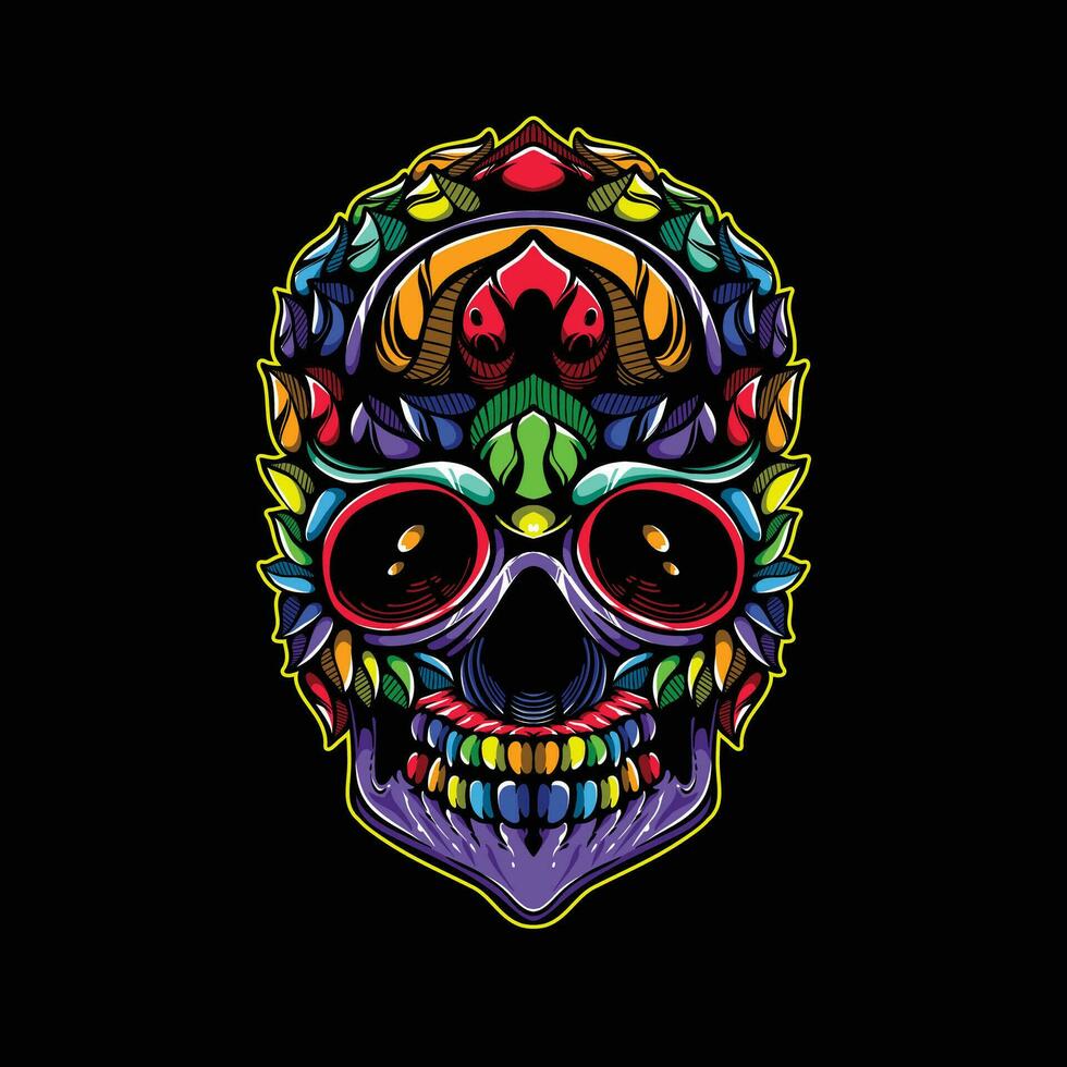 vol kleur schedel artwork illustratie vector