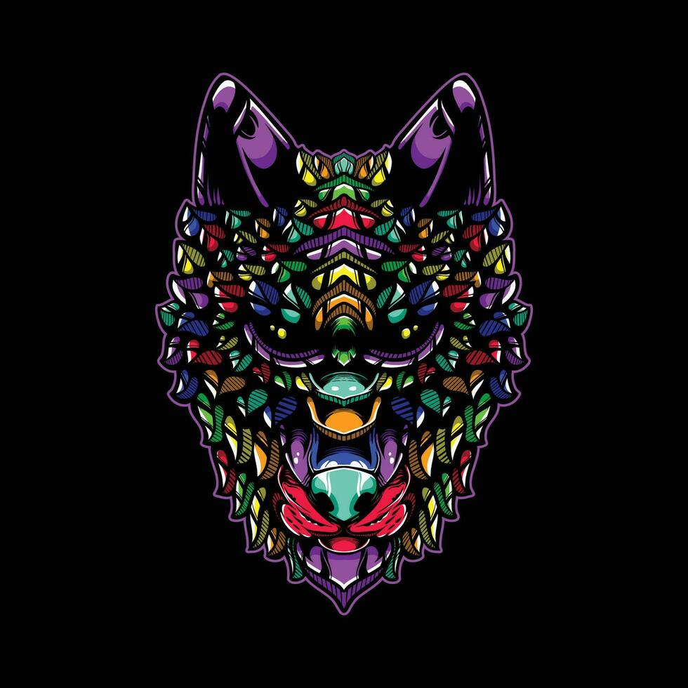 vol kleur wolf artwork illustratie vector