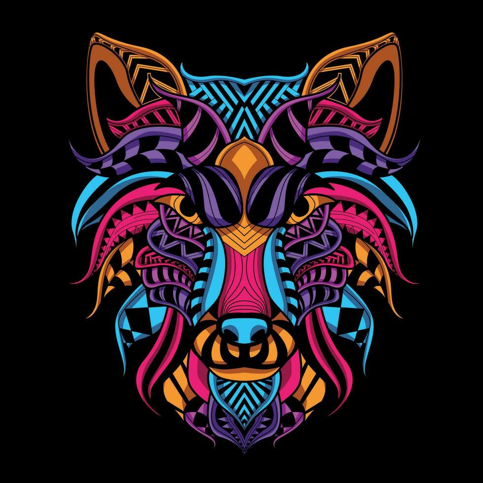 wolf gezicht patroon artwork illustratie vector
