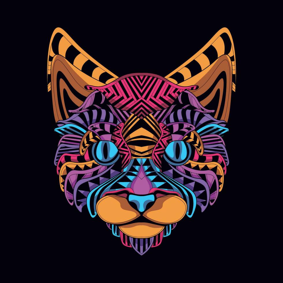 kat gezicht patroon artwork illustratie vector