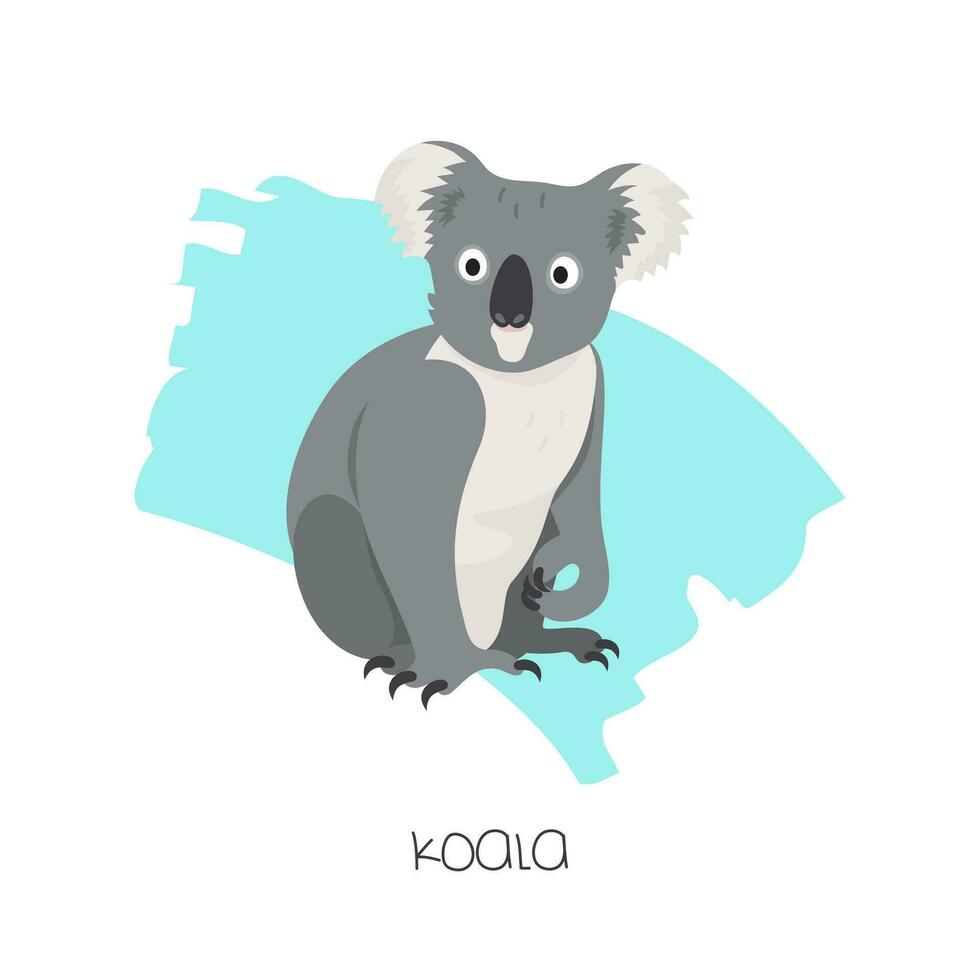 koala in de achtergrond met een penseelstreek. vector beeld van een vlak dier. geïsoleerd Aan wit achtergrond