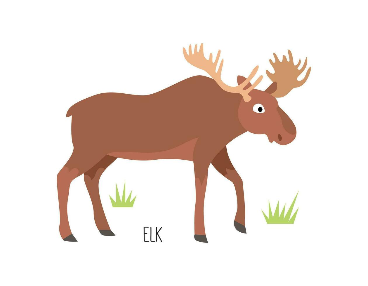 vector vlak illustratie van wild Woud dier, eland. illustratie geïsoleerd Aan wit achtergrond.