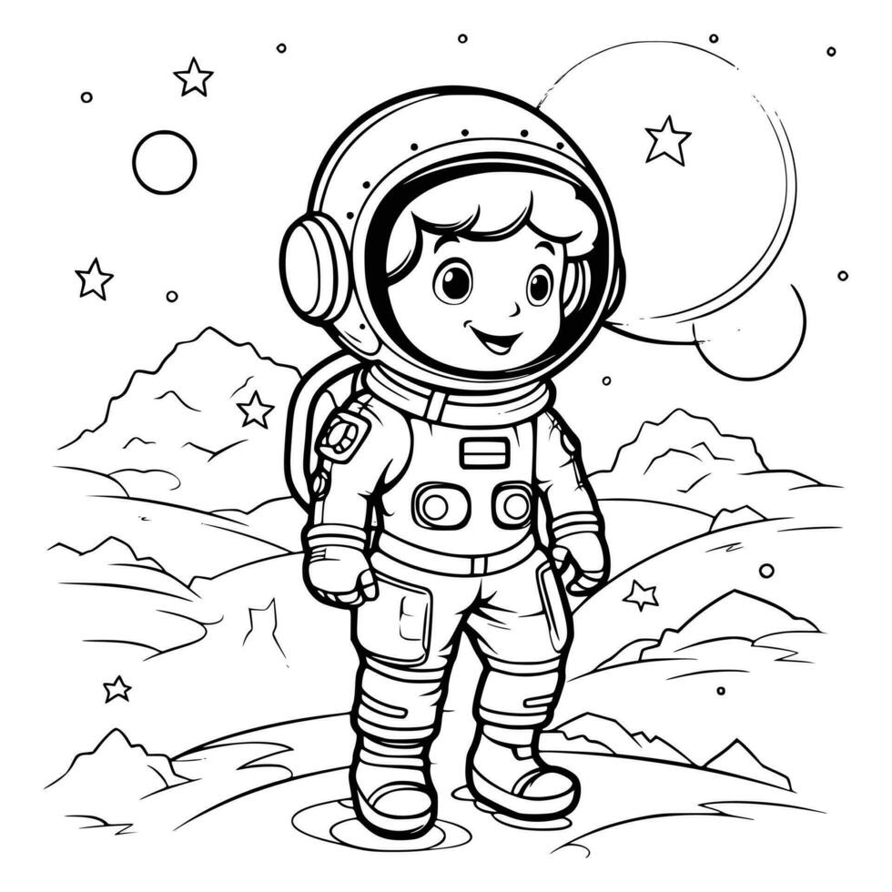 astronaut kleur Pagina's tekening voor kinderen vector