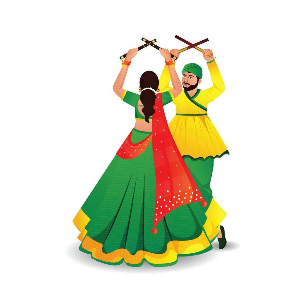 dandiya nacht dansen vector illustratie voor gelukkig navratri