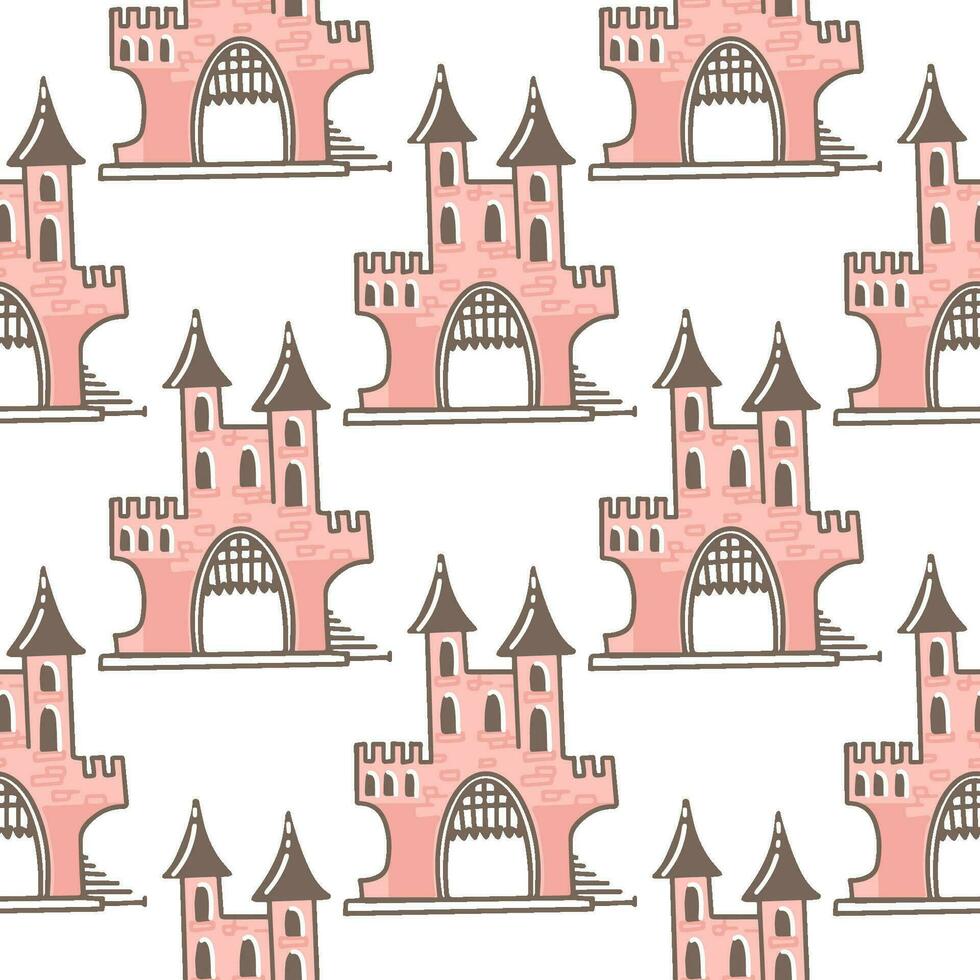 roze schattig kasteel vector illustratie