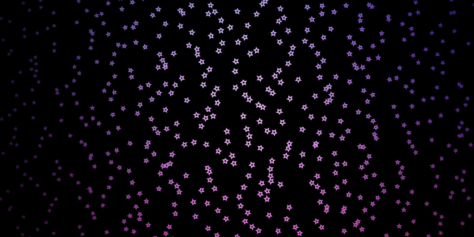 donkerpaars, roze vectorsjabloon met neonsterren. glanzende kleurrijke illustratie met kleine en grote sterren. patroon voor het inpakken van geschenken. vector
