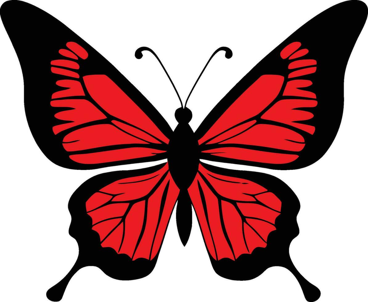 monarch vlinder Aan wit achtergrond. reeks van kleur, zwart en wit illustratie en vlinder silhouet. vector illustratie pro vector