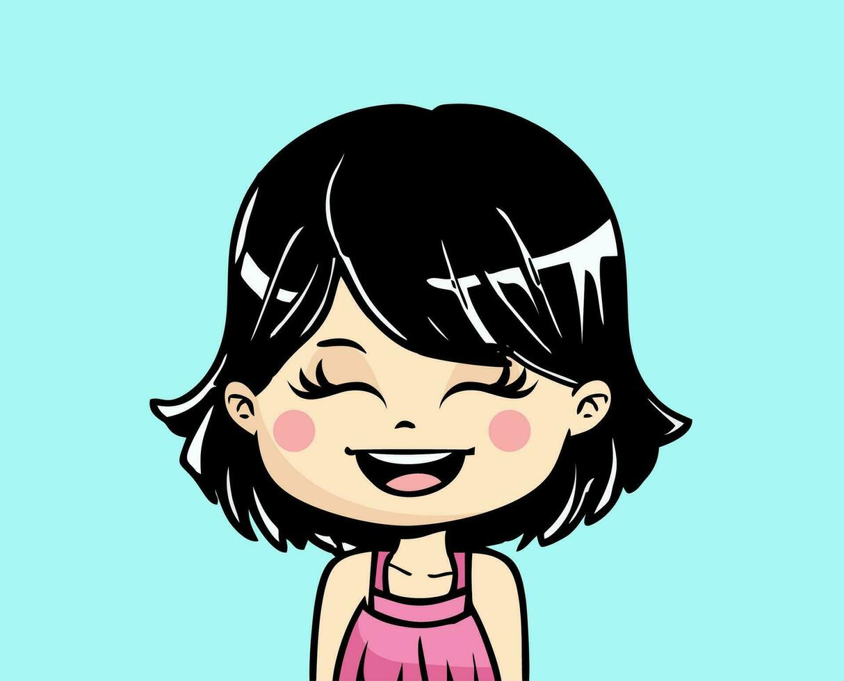 tekenfilm schattig meisje glimlachen geïsoleerd in vector formaat