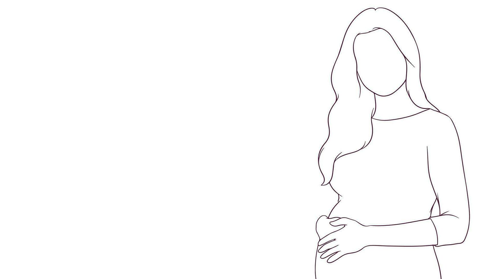 zwanger mam aanhankelijk tintje Aan haar buik, hand- getrokken stijl vector illustratie