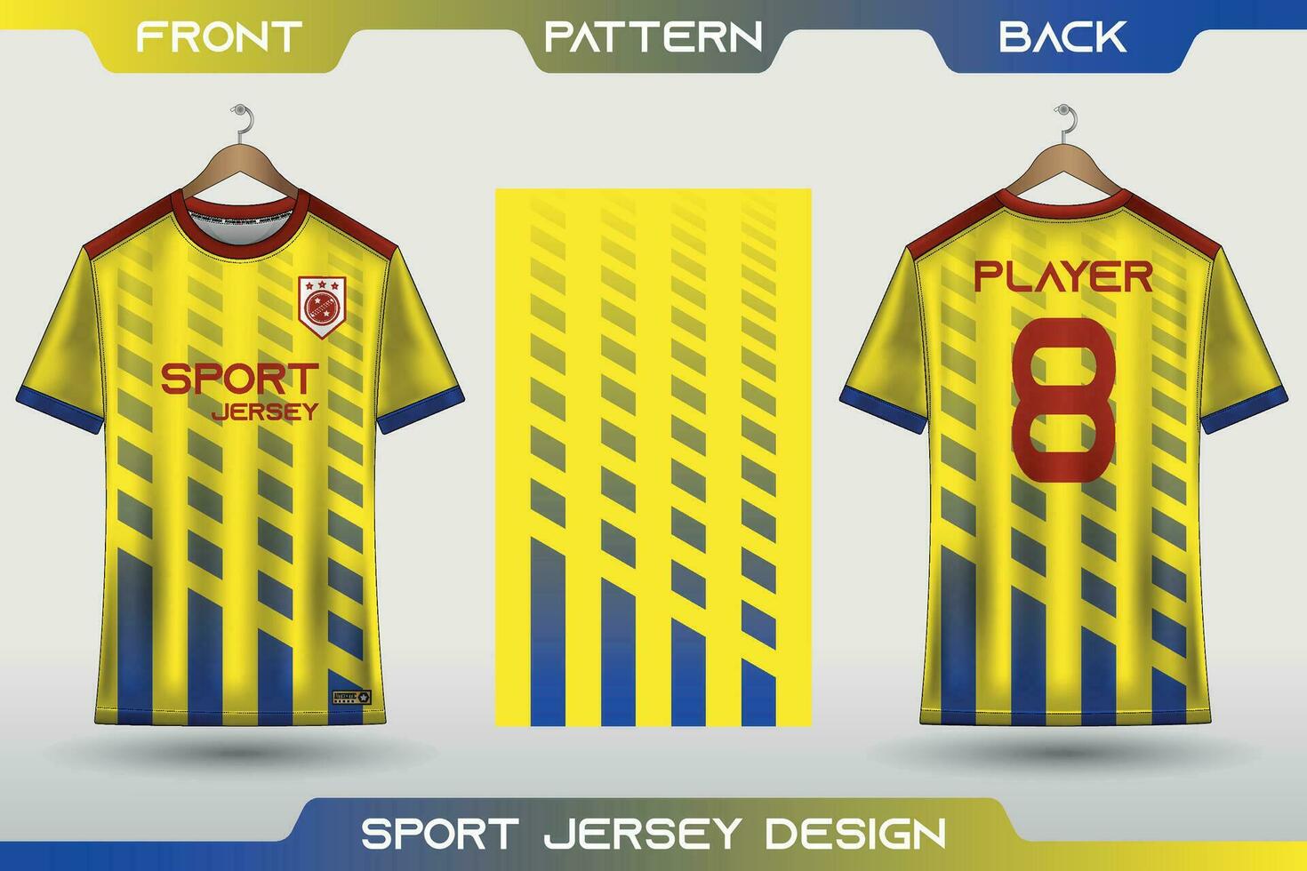 sport- Jersey ontwerp. t-shirt voetbal Jersey voor Amerikaans voetbal, racen, gamen, wielersport. kleding stof met voorkant visie en terug visie vector