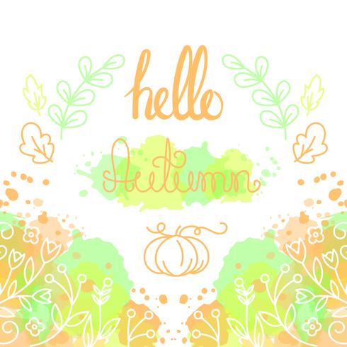 Hallo herfstkaart met letters. vector