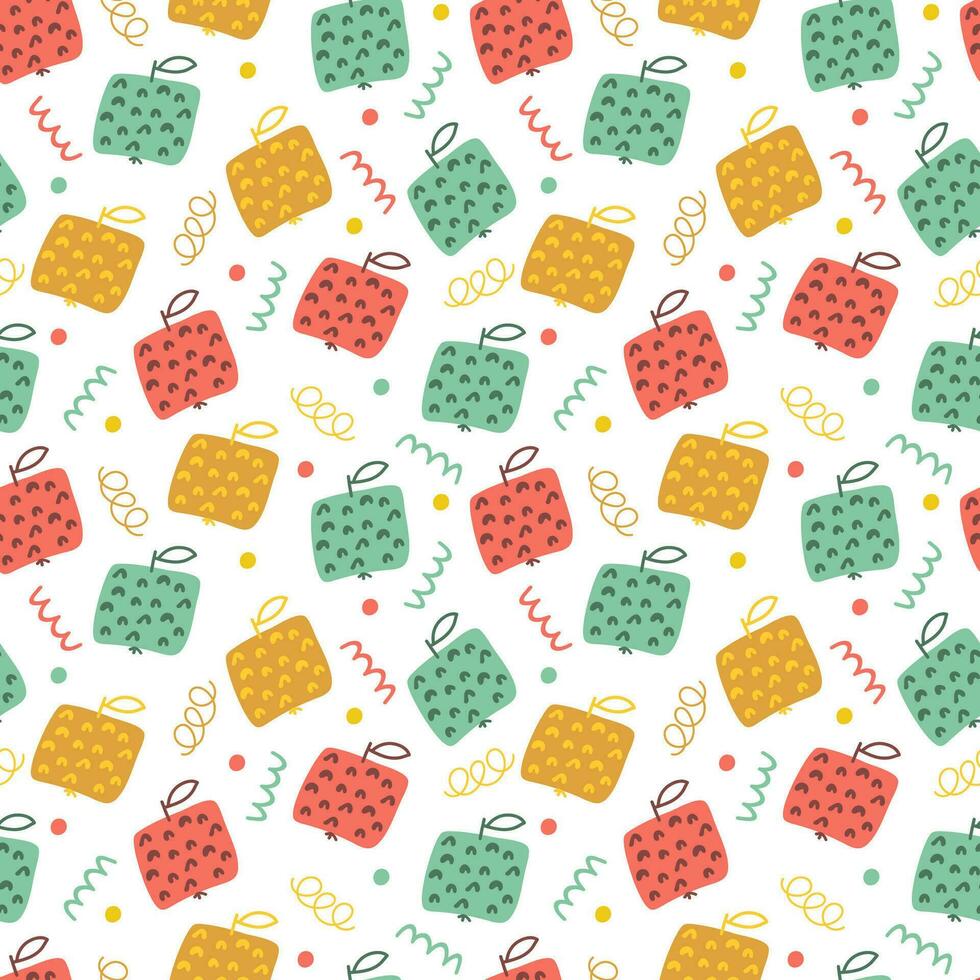 abstract plein appels. helder kleuren. vlak tekenfilm achtergrond. naadloos patroon vector