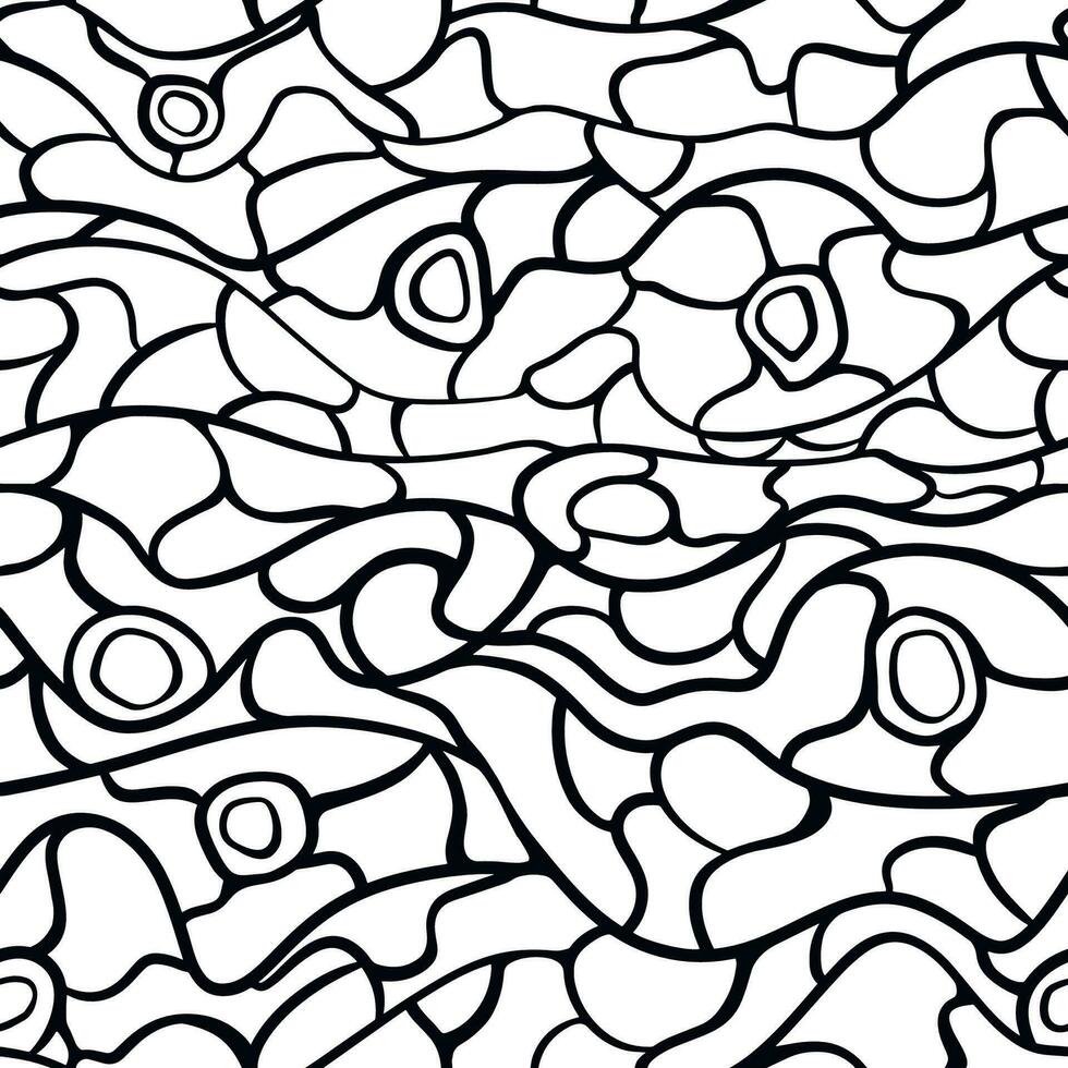 abstract neurografisch zwart en wit naadloos patroon. neuroart. monochroom patroon in minimalistisch. hedendaags afdrukbare naadloos patroon met abstract vormen. vector
